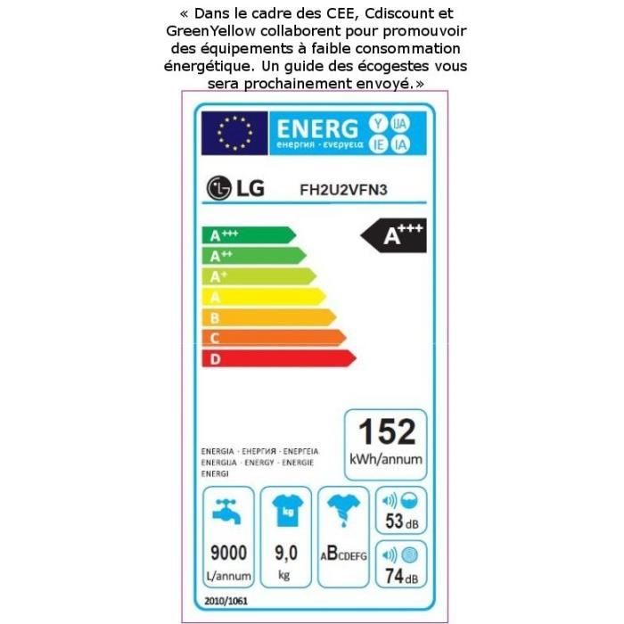  FH2U2VFN3 Lave linge frontal - 9 kg - 1200 trs3