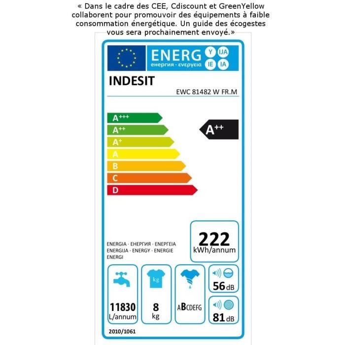  EWC 81482 W FR.M - Lave linge frontal - 8kg -3