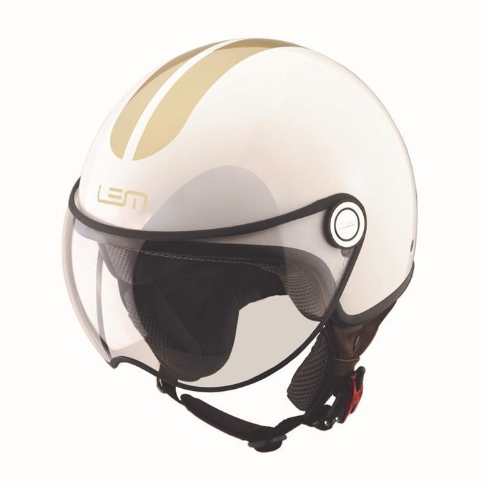 Casque Demi Jet ROGER GO FAST Blanc et Doré   Achat / Vente CASQUE