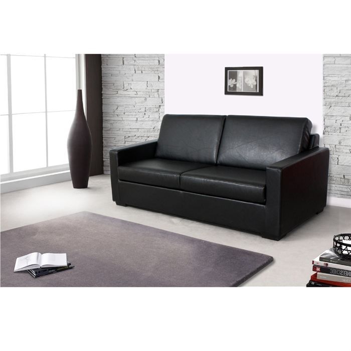 PRESTO Canapé conv. 120x190 HD24kg/m3 PU Noir   Achat / Vente CANAPE