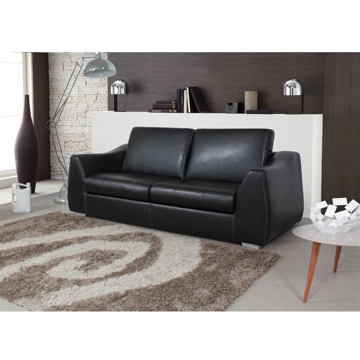 PRESTO LUXE Canapé conv. 140x190 HD24kg/m3 PU Noir   Achat / Vente