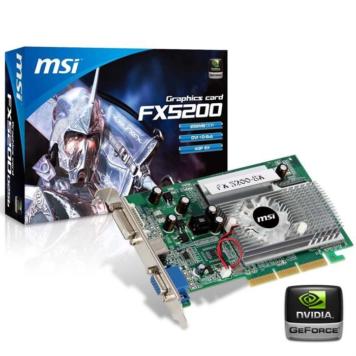 MSI FX5200 D256 AGP8X   Achat / Vente CARTE GRAPHIQUE MSI FX5200 D256