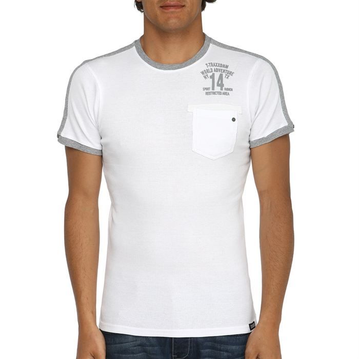 TRAXX T Shirt Homme Blanc et gris chiné Blanc et gris chiné