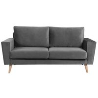 CANAPÉ - SOFA - DIVAN BRANDO Canapé droit fixe 3 places - Velours gris - CANAPÉ - SOFA - DIVAN BRANDO Canapé droit fixe 3 places - Velours gris -