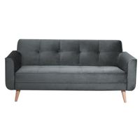 CANAPÉ - SOFA - DIVAN POONY Canapé droit fixe 3 places - Velours gris - CANAPÉ - SOFA - DIVAN POONY Canapé droit fixe 3 places - Velours gris -