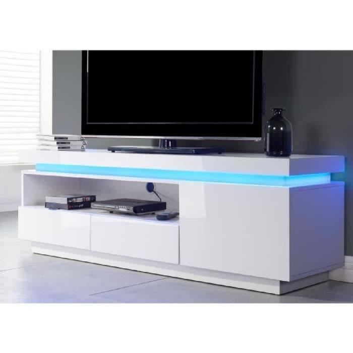 meuble tv laque blanc avec led