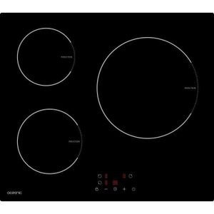 OCEANIC OCEATI3Z7 - Table de cuisson induction - 3 zones - 5500 W - L 60 x P 52 cm - Revêtement verre - Noir OCEANIC OCEATI3Z7 - Table de cuisson induction - 3 zones - 5500 W - L 60 x P 52 cm - Revêtement verre - Noir