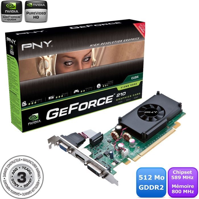 PNY Geforce 210 512Mo GDDR2   Carte graphique NVIDIA GeForce 210