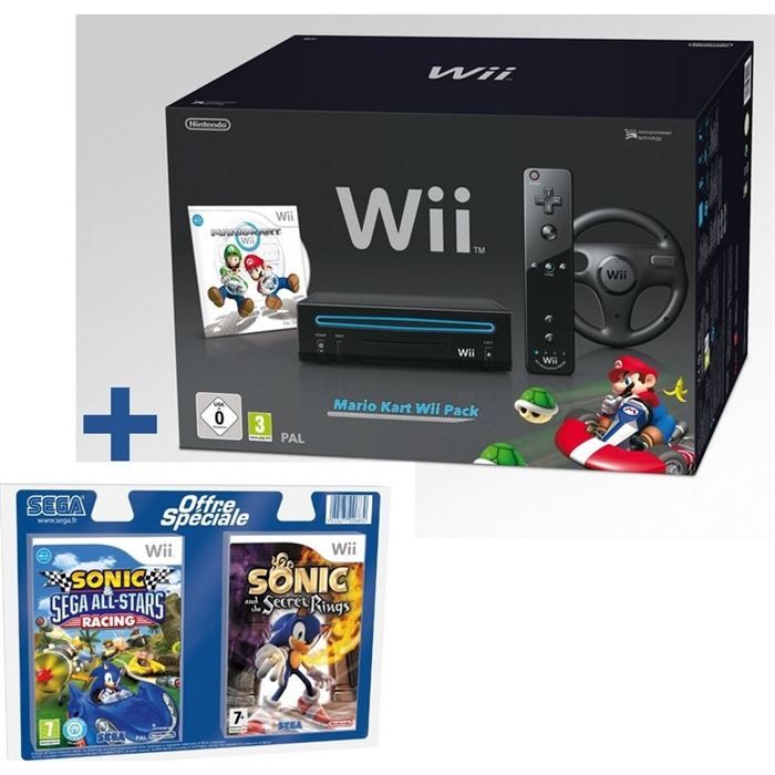 PACK WII NOIR MARIO KART + COFFRET SONIC   Achat / Vente WII WII MARIO