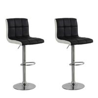 TABOURET DE BAR JOKER Lot de 2 tabourets de bar - Simili noir et b TABOURET DE BAR JOKER Lot de 2 tabourets de bar - Simili noir et b