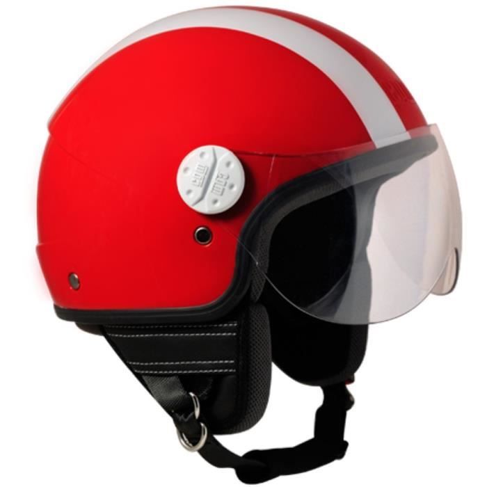 Cgm Casque Jet 109g Miami 2 Bandes Rouge Blanc Achat Vente