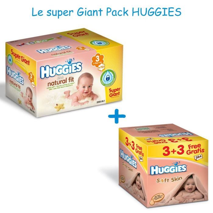 HUGGIES Natural Fit Super Giant Box T3+ Soft Skin   Achat / Vente