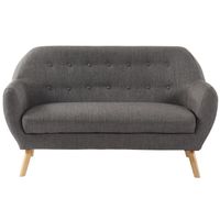 CANAPÉ - SOFA - DIVAN HILDA Canapé droit fixe 2 places - Tissu gris anth CANAPÉ - SOFA - DIVAN HILDA Canapé droit fixe 2 places - Tissu gris anth