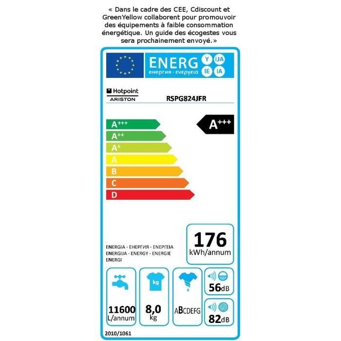  RSPG824JFR - Lave linge frontal - 8kg - 12001