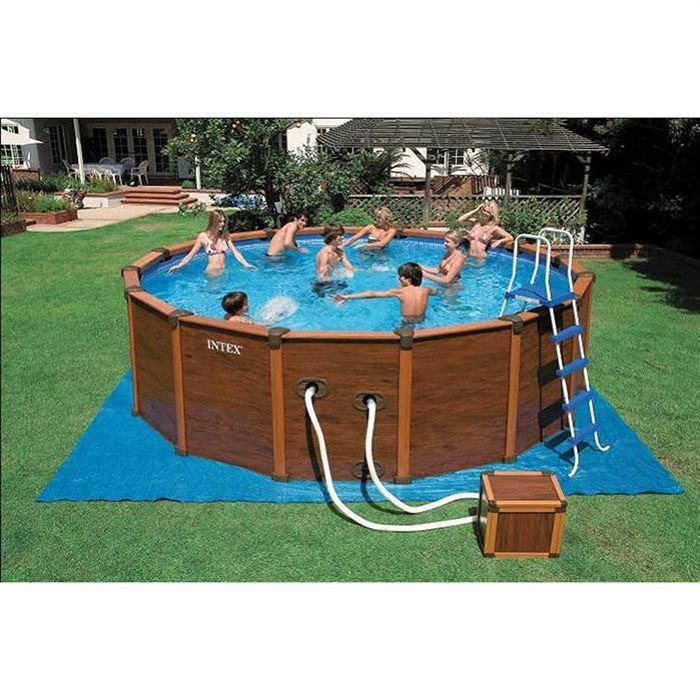 INTEX Kit piscine Sequoia aspect bois 5.08x1.24M   Achat / Vente KIT