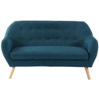 CANAPÉ - SOFA - DIVAN HILDA Canapé droit fixe 2 places - Tissu bleu - Sc CANAPÉ - SOFA - DIVAN HILDA Canapé droit fixe 2 places - Tissu bleu - Sc
