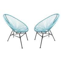 FAUTEUIL JARDIN Lot 2 fauteuils MANILLE bleu - 83 x 73 x 91 cm FAUTEUIL JARDIN Lot 2 fauteuils MANILLE bleu - 83 x 73 x 91 cm