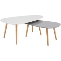TABLE BASSE KIVI Lot de 2 tables basses gigognes scandinave bl TABLE BASSE KIVI Lot de 2 tables basses gigognes scandinave bl