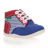 BOTTINE KICKERS - Botillons Bleu et Rouge à Lacets - Bébé BOTTINE KICKERS - Botillons Bleu et Rouge à Lacets - Bébé
