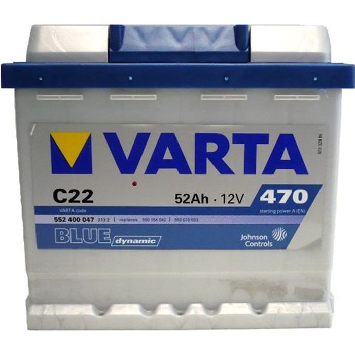 Batterie 12V Varta C22 52AH 470A   Achat / Vente BATTERIE VÉHICULE