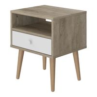CHEVET INGRID Chevet scandinave décor chêne et blanc - L CHEVET INGRID Chevet scandinave décor chêne et blanc - L