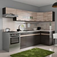 CUISINE COMPLÈTE JUNONA Cuisine d'angle complète avec éclairage LED CUISINE COMPLÈTE JUNONA Cuisine d'angle complète avec éclairage LED
