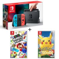 CONSOLE NINTENDO SWITCH Pack Nintendo Switch Néon + Super Mario Party + Po CONSOLE NINTENDO SWITCH Pack Nintendo Switch Néon + Super Mario Party + Po