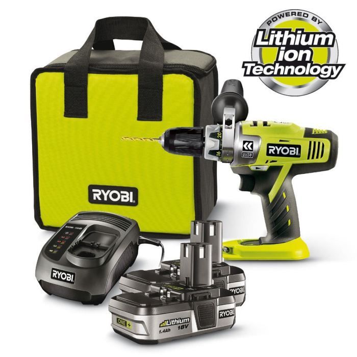 PERCEUSE   VISSEUSE RYOBI Pack Perceuse visseuse 18v + 2batteries