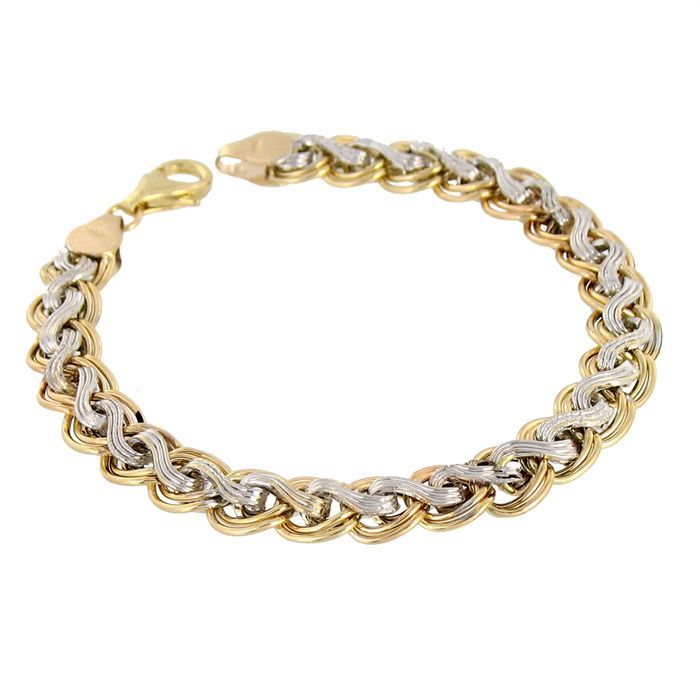 Bracelet Jonc Bicolore Doré Et Argenté - Torsade Ouvrant Comme Une Montre, Occasion Très Bon état
