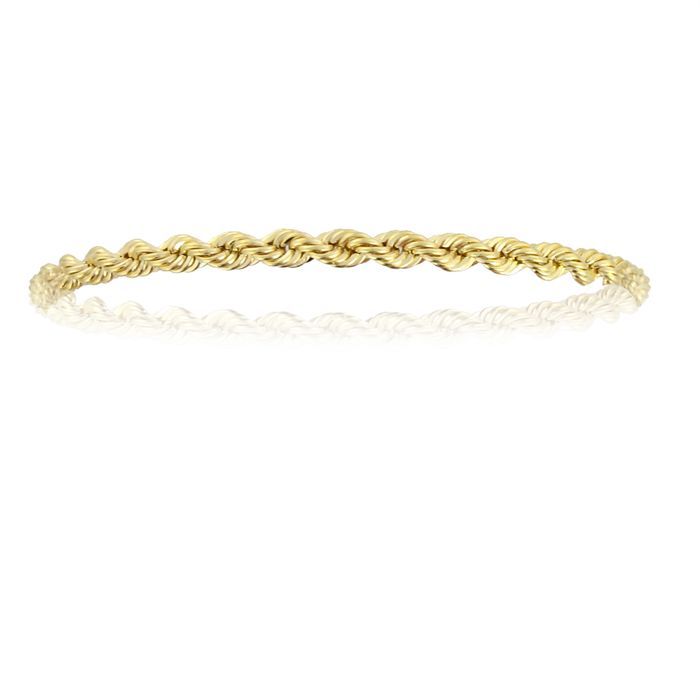 Bracelet en or jaune 375/1000 maille corde. Poids moyen de lor 2.3gr