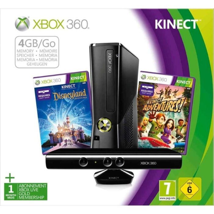 XBOX 360 4GO + KINECT+ADVENTURES+DISNEYLAND KINECT   Achat / Vente