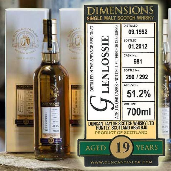 Glenlossie 1992 Dimensions 19 ans   Achat / Vente Glenlossie 1992