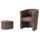 BAYA Fauteuil cabriolet + pouf - Tissu marron viei