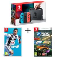 CONSOLE NINTENDO SWITCH Pack Nintendo Switch Néon + Fifa 19 + Rocket Leagu CONSOLE NINTENDO SWITCH Pack Nintendo Switch Néon + Fifa 19 + Rocket Leagu