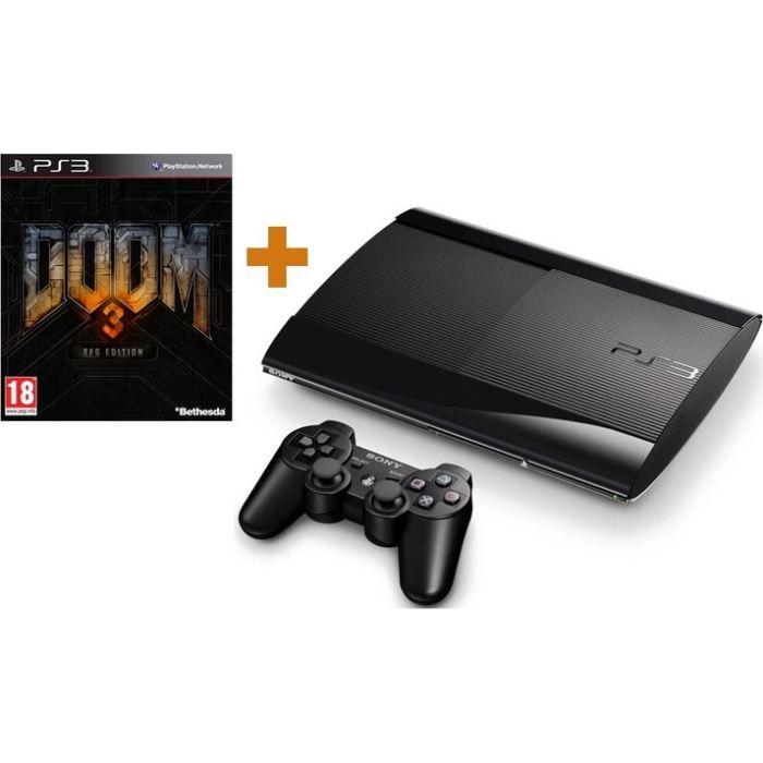 CONSOLE PS3 SLIM NOIRE 500 GO + DOOM 3 BFG   Achat / Vente PLAYSTATION