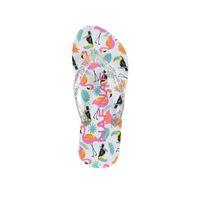 TONG NAF NAF - Tongs Blanches Imprimées Flamingos + Poc TONG NAF NAF - Tongs Blanches Imprimées Flamingos + Poc