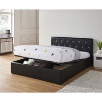 STRUCTURE DE LIT BAHIA Lit coffre adulte contemporain simili noir + STRUCTURE DE LIT BAHIA Lit coffre adulte contemporain simili noir +
