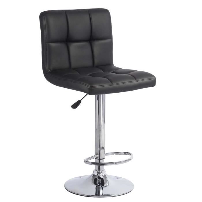 Tabouret de bar noir finition simili cuir   Achat / Vente TABOURET