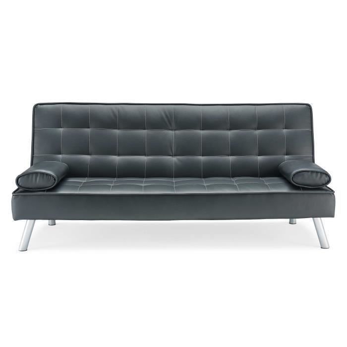 Nice Cdiscount Canape Clic Clac #7: AXEL Banquette Clic-clac - 3 Places - 190x108x77 Cm - Simili - Noir Nice Cdiscount Canape Clic Clac #7: AXEL Banquette Clic-clac - 3 Places - 190x108x77 Cm - Simili - Noir