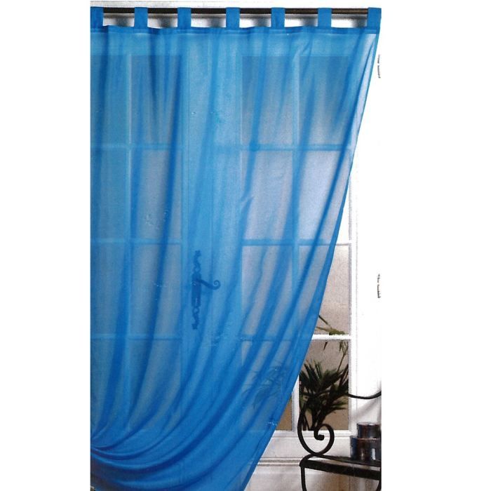 PANNEAU ORGANZA UNI NINON BLEU 142 X 240   7 BRIDES COUSUES   50%