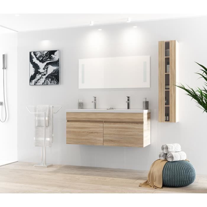 alban ensemble salle de bain double vasque l 120 cm avec miroir dcor bois naturel - Salle De Bain Naturelle alban ensemble salle de bain double vasque l 120 cm avec miroir dcor bois naturel - Salle De Bain Naturelle
