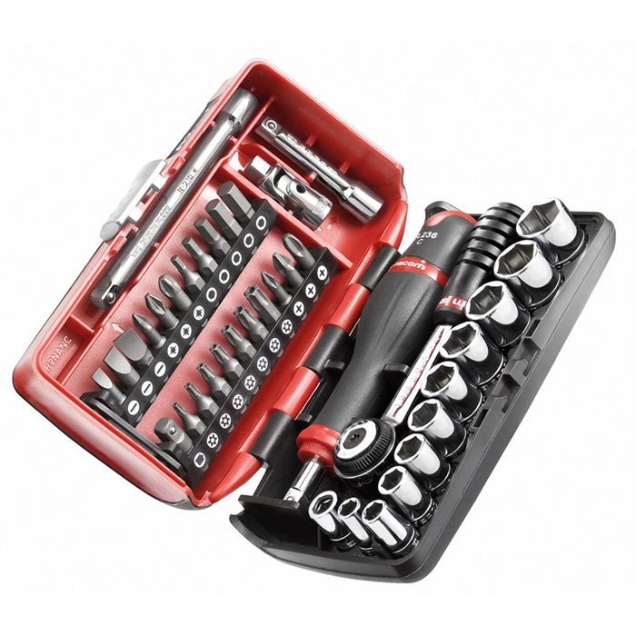 Cliquet Facom R.360PACKPB 1/4 - Set De Serrage Avec 6 Douilles (8-14mm) - Manche Rotatif 5°