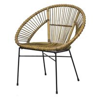 FAUTEUIL ELORA Fauteuil rotin et métal noir - Rotin naturel FAUTEUIL ELORA Fauteuil rotin et métal noir - Rotin naturel