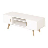 MEUBLE TV FLAMM Meuble TV scandinave laqué blanc mat -120 cm MEUBLE TV FLAMM Meuble TV scandinave laqué blanc mat -120 cm