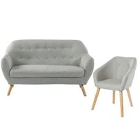 ENSEMBLE CANAPES HILDA Canapé droit fixe 2 places + Fauteuil - Tiss ENSEMBLE CANAPES HILDA Canapé droit fixe 2 places + Fauteuil - Tiss
