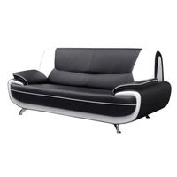 CANAPÉ - SOFA - DIVAN SPACIO Canapé droit fixe 3 places - Simili noir et CANAPÉ - SOFA - DIVAN SPACIO Canapé droit fixe 3 places - Simili noir et