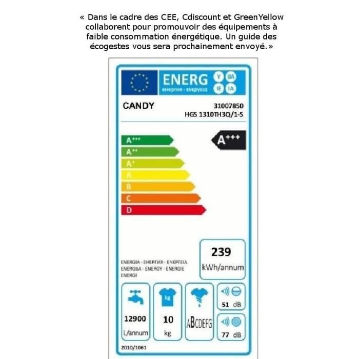  HGS1310THQ1-S - Lave linge frontal - 10kg - 13001