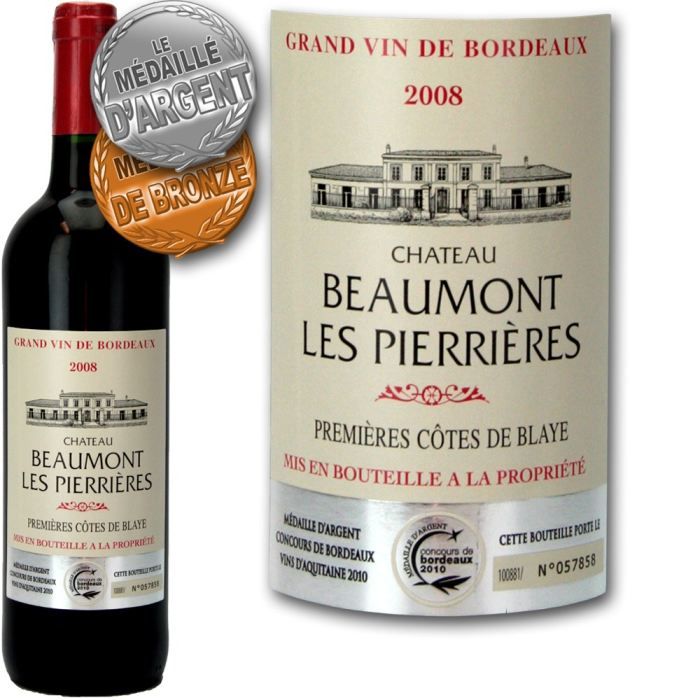 Château Beaumont Les Pierrières Blaye 2008   Achat / Vente VIN ROUGE