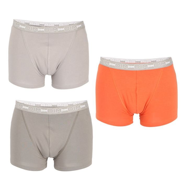 DIM Boxer x 3 Homme Gris et orange   Achat / Vente BOXER   SHORTY DIM