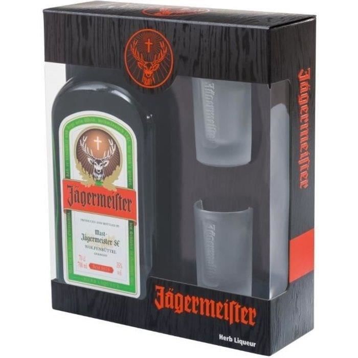 Jagermeister Laugel 35°   Coffret   OFFERT 4 verres   Liqueur à base